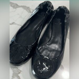 Tory Burch Patent Leather Black Flats Size 8.5